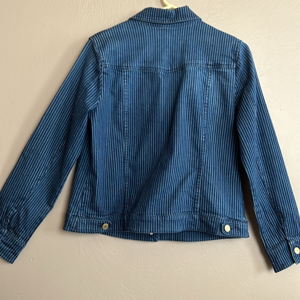 Vintage 90’s Isaac Mizrahi Tailored Denim Striped Women’s Jacket. Size 12. - Picture 5 of 8
